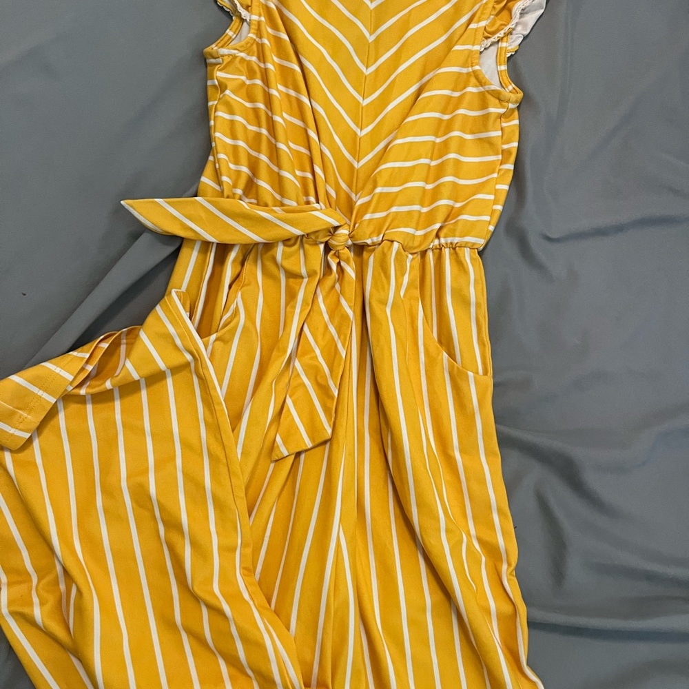 Yellow Striped Sleeveless Dress